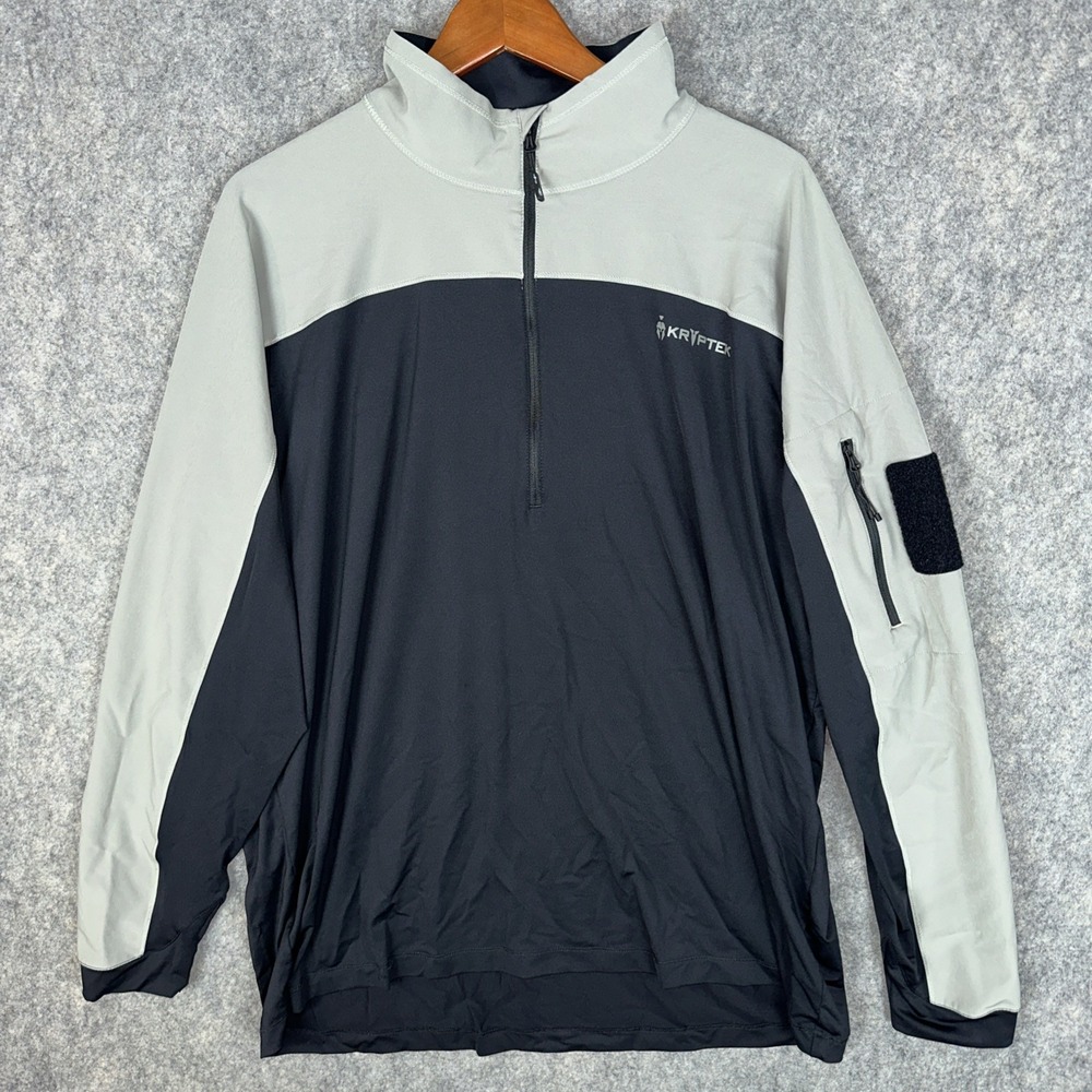 Kryptek Pullover Mens XXL Black Grey Valhalla 1/4 Zip Tactical KR649 Pocket